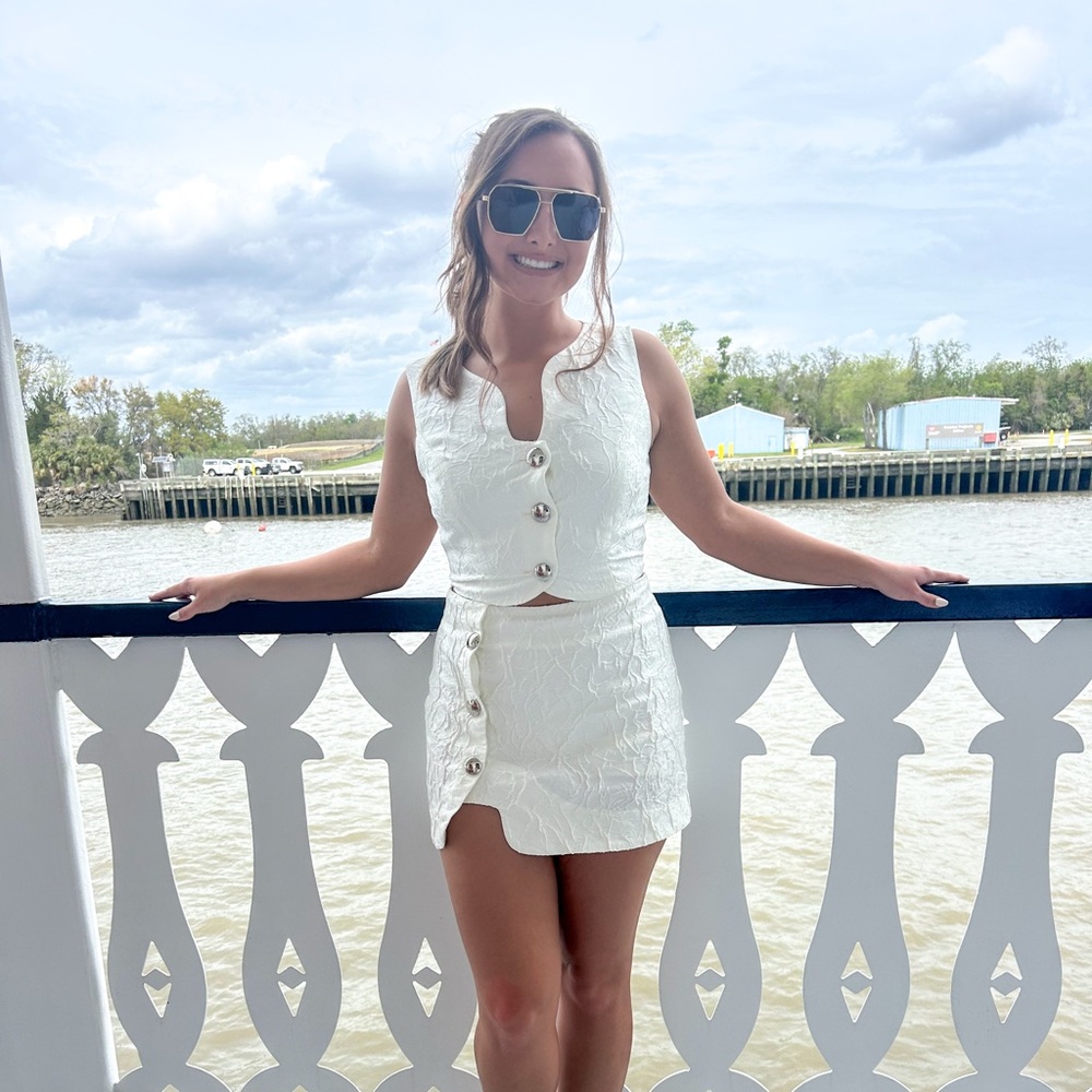 White Puzzle Piece Vest & Skort Set